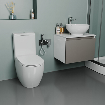 Унитаз-компакт безободковый ТОРНАДО D&K Matrix DT1397516, сиденье микролифт