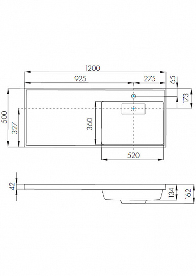 Раковина с местом под стиральную машину Акватон Лондри 120х50 (чаша справа) искусственный камень 1A72243KLH010