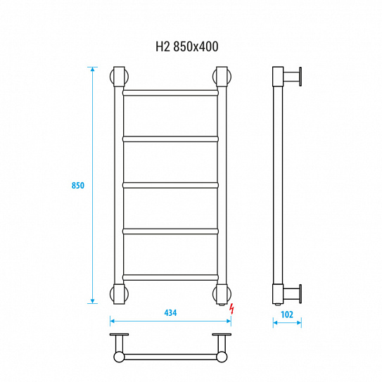Полотенцесушитель электрический Energy H2 850x400 EETR0000H2854000000