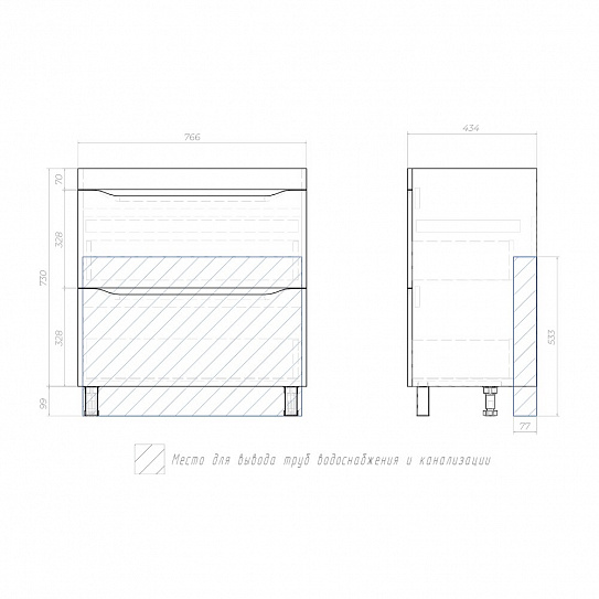 Тумба под раковину Wave 800-0-2 (Como) дуб золотой VIGO 385