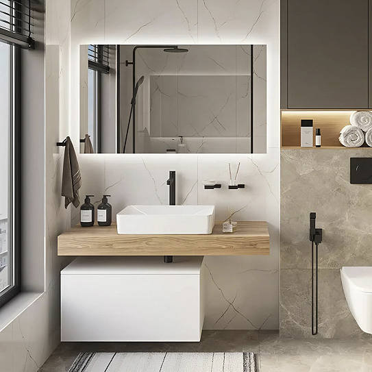 Раковина накладная 60см Novel Slim 60 прямоугольная, фарфор Sanita Luxe, NOV60SLWB01S