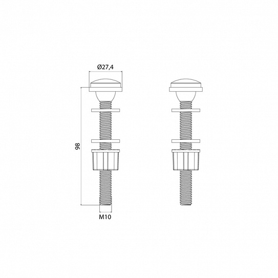 Комплект крепления бачка к унитазу Iddis Optima Home пластик, 2 шт, M10x98 907M10982SK