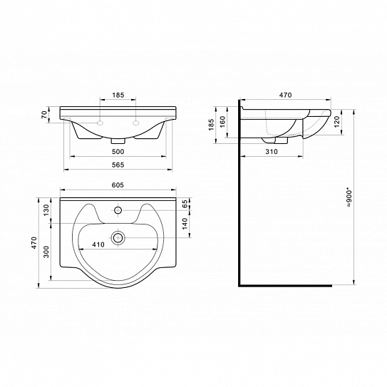 Раковина мебельная Santek Байкал 60 1WH109652