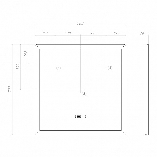 Зеркало в ванную 70х70 VIGO GEOMETRY LUXE 700 на взмах