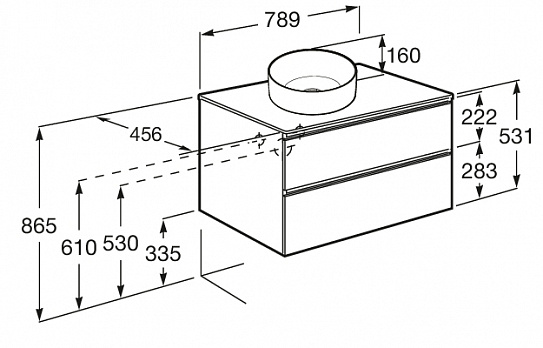 Тумба под раковину Roca Domi 80 белый глянец 2 ящика A857459806