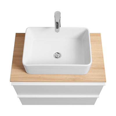 Тумба под раковину Aquaton Хюгге 75 2 ящика белый матовый, 1A282301HG2B0