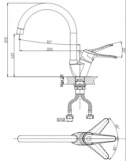 Смеситель для кухни RUSH Jawa JA0735-22