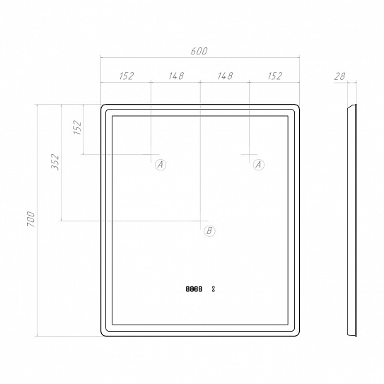 Зеркало в ванную 60х70 VIGO Geometry Luxe 600 на взмах