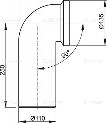 Труба туалетная под 90гр. AlcaPlast A90-90 