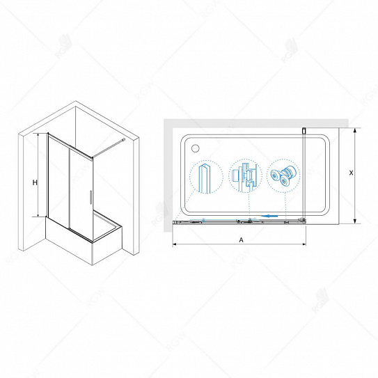 Шторка на ванну 120x160 RGW SC-43 34114312-11