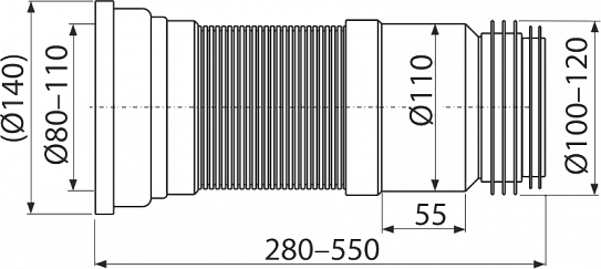 Гибкая подводка для выпуска унитаза AlcaPlast A970