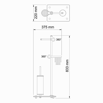 Напольная стойка WasserKRAFT K-1264 хром 38х83х22