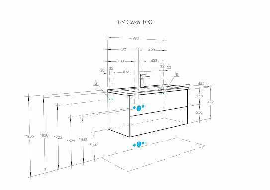 Тумба под раковину Aquaton Сохо 60 cлэйт, галька серая 1A258001AJ9A0