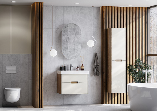 Тумба под раковину Aquaton Оливия 70 бежевый, дуб велл 1A254301OLVG0