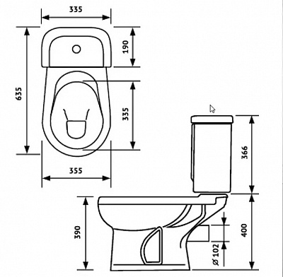 Унитаз-компакт Оскольская Керамика Ирида-Антивсплеск зеленый 40301110402