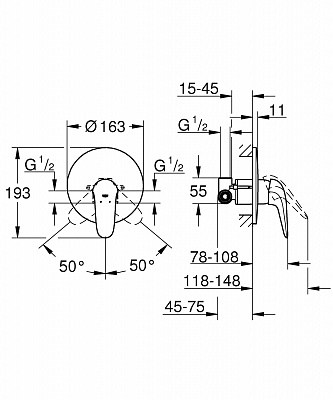 Смеситель для душа GROHE EUROSTYLE 23725003