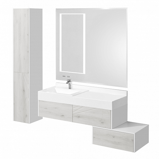 Тумба без раковины Акватон Сакура 120 ольха наварра белый глянец 1A219701SKW80