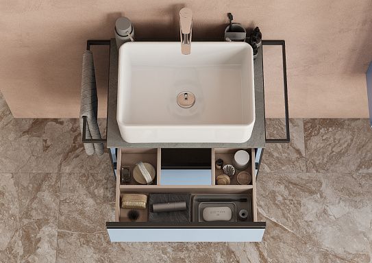 Тумба под раковину Roca Domi 60 2 ящика небесный синий матовый ZRU9307870