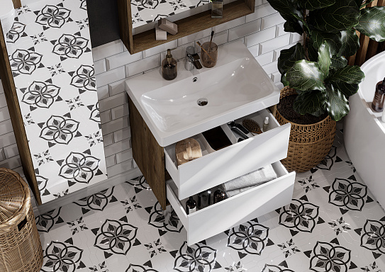 Тумба под раковину Aquaton Сканди 70 белая, дуб рустикальный 1A251801SDZ90