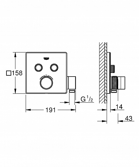 G4 GROHE Термостат Grohtherm SmartControl 29125000 2 вых.с держ.руч.д