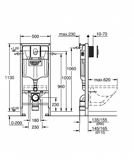Инсталляция для унитаза Grohe Rapid SL 38750001(4в1)