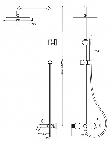Душевая система с изливом Boheme Uno 468-CR хром