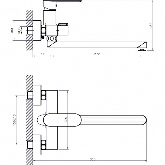 Смеситель для ванны с длинным поворотным изливом RUSH Luson LU1630-51