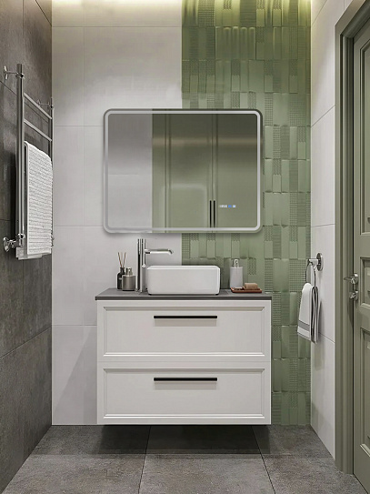 Зеркало в ванную с подсветкой и подогревом Monterey Аделия Люкс 90x70 (холодный свет, мультиблок, на касание)