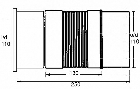 Фановая труба с раструбом d-110 MRF-PS 260-440mm