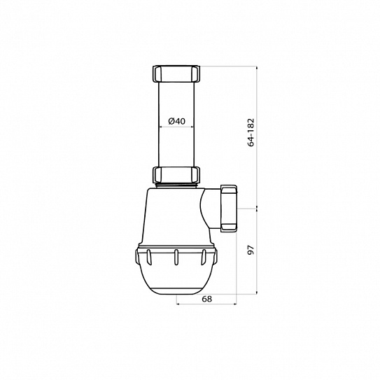 Сифон бутылочный, 1.1/2x40мм, без выпуска, IDDIS, 900A000010VD