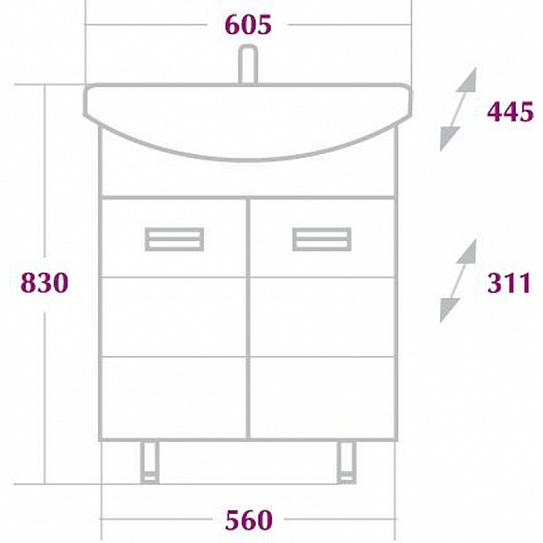 Тумба без раковины Onika Балтика 60 см 106040