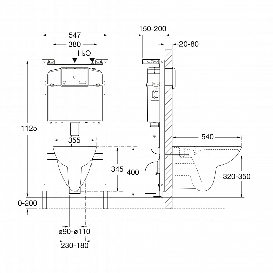 Комплект инсталляция с подвесным унитазом Roca Debba Round чаша Rimless + сиденье + панель слива ZRU9307735