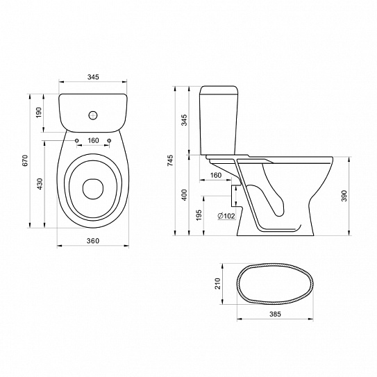 Унитаз-компакт Santeri Pro белый 1.P215.5.S00.00B.F