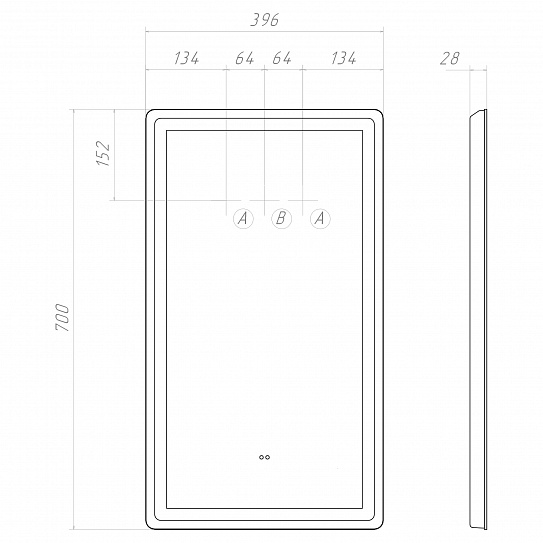 Зеркало 70х40 Vigo Geometry Classic 400 арт 068 вкл на взмах