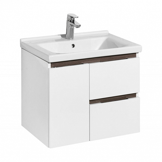 Тумба под раковину Aquaton Рене 60 белый, грецкий орех 1A258501NRC80