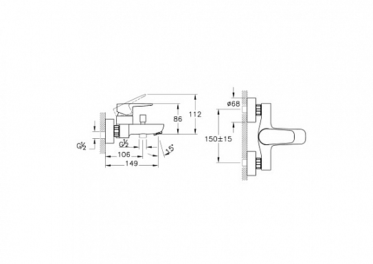 Смеситель для ванны Vitra Flow Round A42946EXP