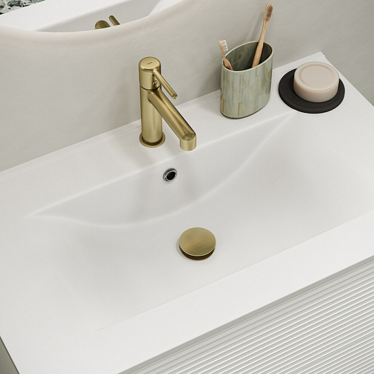 Выпуск IDDIS для умывальника с переливом, матовое золото, Slide, SLIMG1Wi88