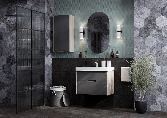 Тумба под раковину Aquaton Оливия 70 грей, дуб ойстер 1A254301OLUG0