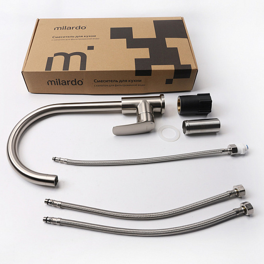 Смеситель для кухни с каналом для фильтрованной воды Milardo Rora RORBNFJM05, сатин