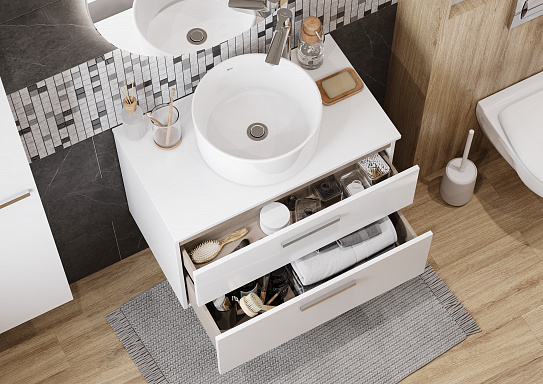 Тумба под раковину Roca Victoria 80 белый глянец 2 ящика A857470806