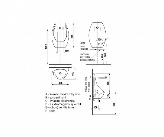 Jika Domino писсуар с инфрокрасным сенсором 8411010004871