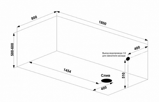 Ванна из литьевого мрамора BAS Марбея 180х80 см  ВА00037