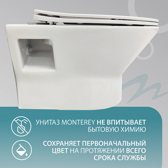 Унитаз подвесной MONTEREY COMPACT 7855N003-7152 сиденье дюропласт с микролифтом