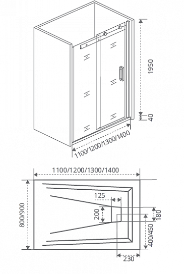 Душевое ограждение Good Door Galaxy WTW-120-C-B (1200*19500*6)