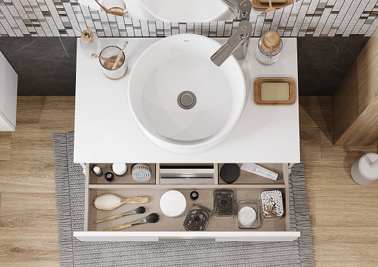 Тумба под раковину Roca Victoria 80 белый глянец 2 ящика A857470806