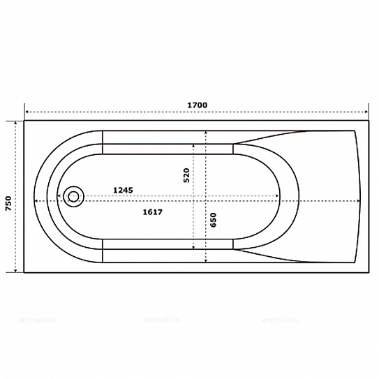 Ванна из искусственного камня BAS Афина 170х75 белый глянец, ВА00020