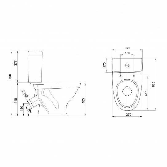 Унитаз-компакт Santeri Форвард крап на белом 1.P205.2.S01.00B.F