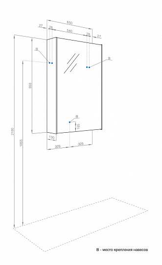 Зеркальный шкаф Aquaton Либерти 65 дуб эльвезия 1A279302LYC70