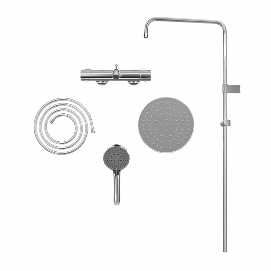 Душевая система VitrA Base Round A47303EXP с термостатическим смесителем и ручным душем хром латунь