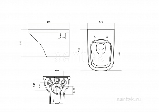 Комплект инсталляции с унитазом Santek Лайн Пэк 1WH501729 енье Slim, SoftClose